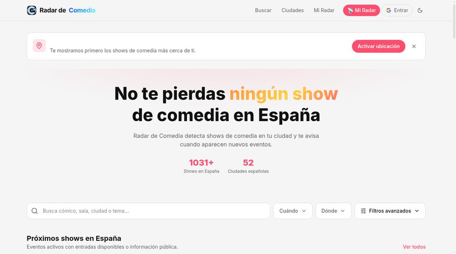 App Radar de Comedia